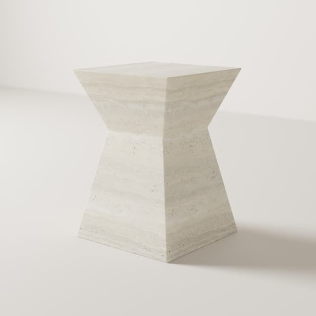 Apex Side Table in Beige Travertine by Hudson Stonehouse