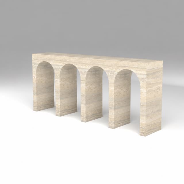 Aqueduct Console Table in Beige Travertine by Hudson Stonehouse