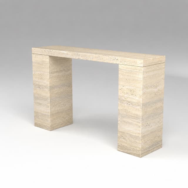 Bridge Console Table in Beige Travertine by Hudson Stonehouse
