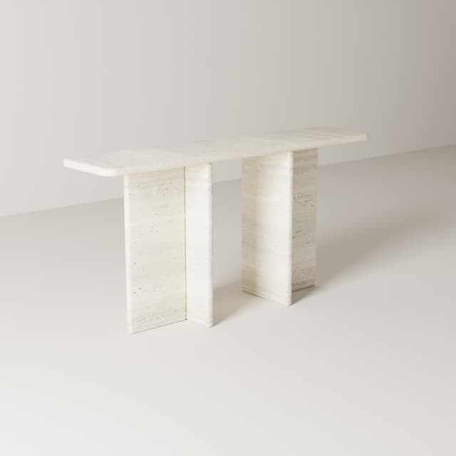 Entryway Console in Beige Travertine by Hudson Stonehouse