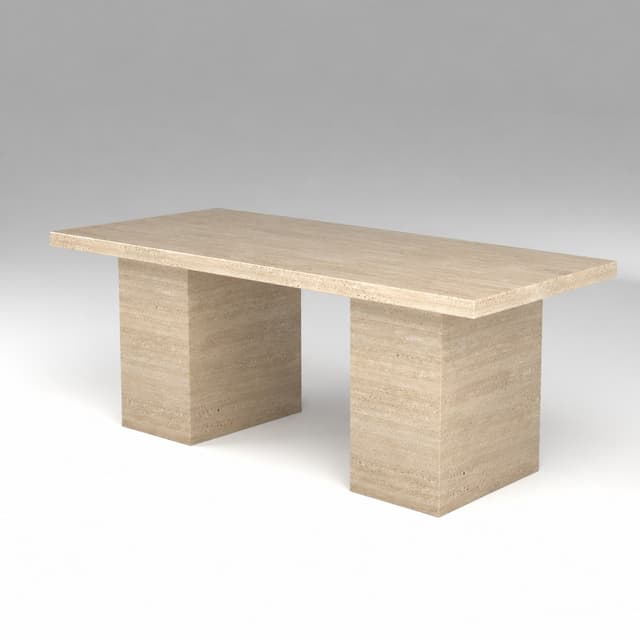 Executive Desk in Beige Travertine by Hudson Stonehouse
