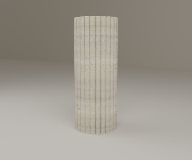 Fluted Pedestal in Beige Travertine by Hudson Stonehouse