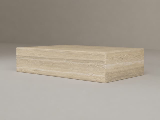 Plinth Coffee Table in Beige Travertine by Hudson Stonehouse