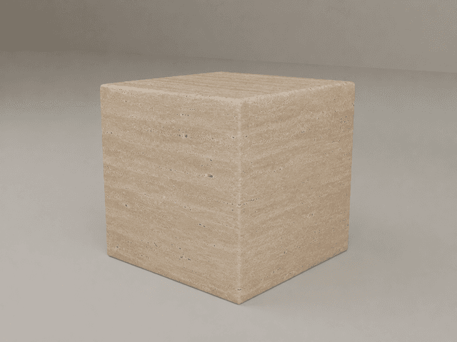 Plinth Side Table in Beige Travertine by Hudson Stonehouse