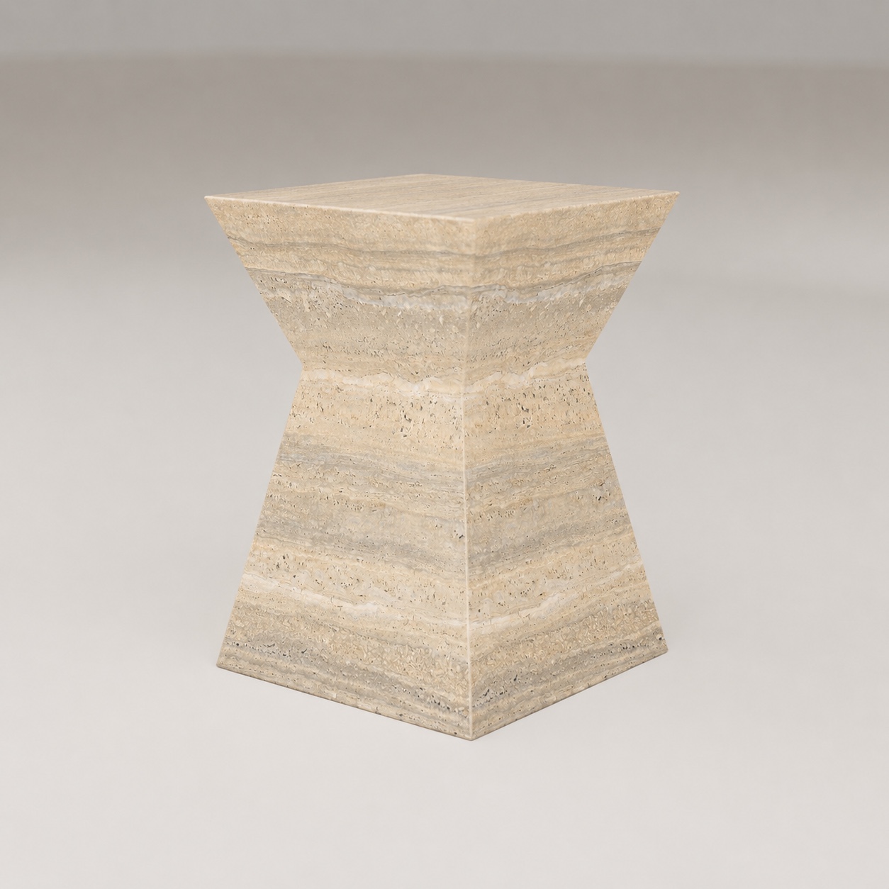 Apex Side Table in Beige Travertine