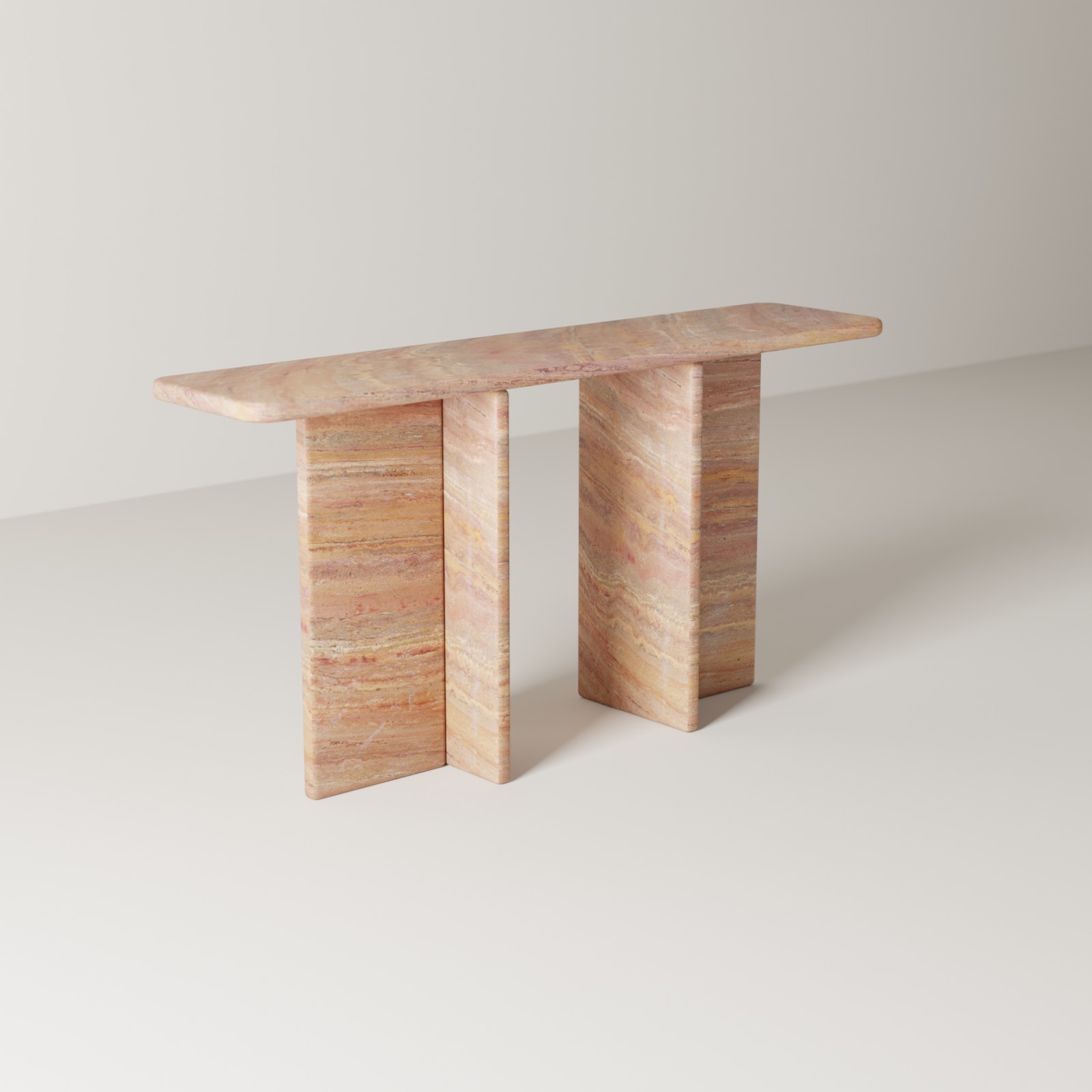 Entryway Console in Red Travertine