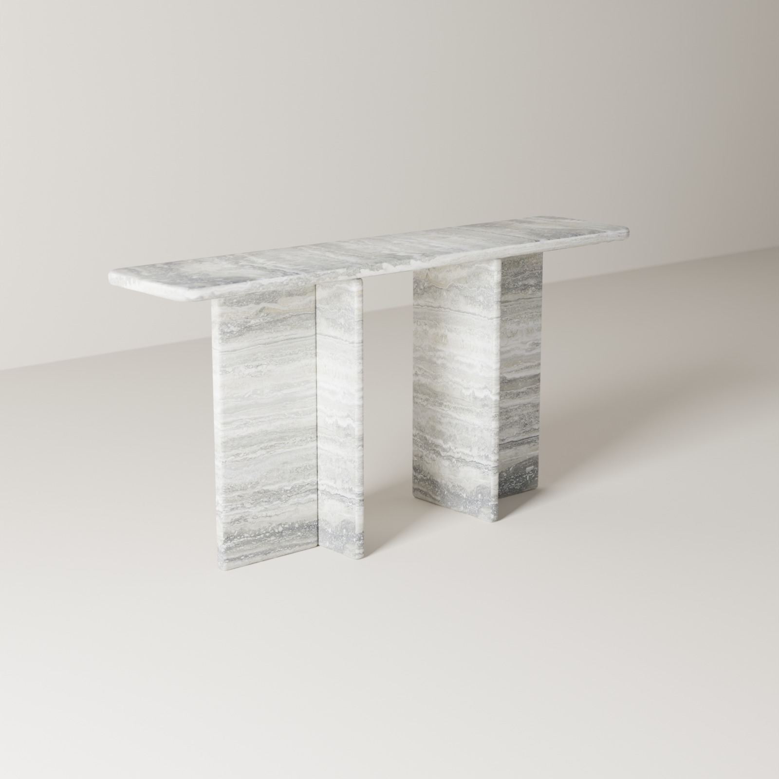 Entryway Console in Silver Travertine