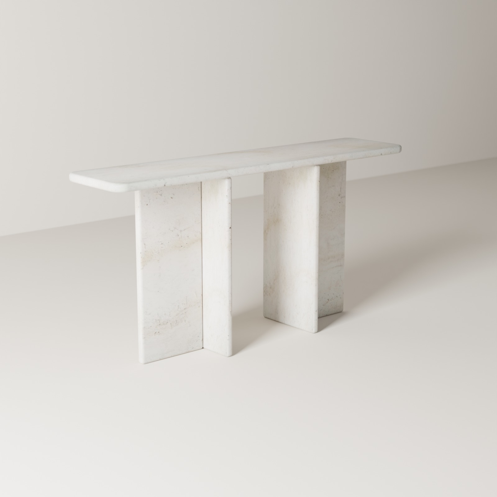 Entryway Console in Super White Travertine