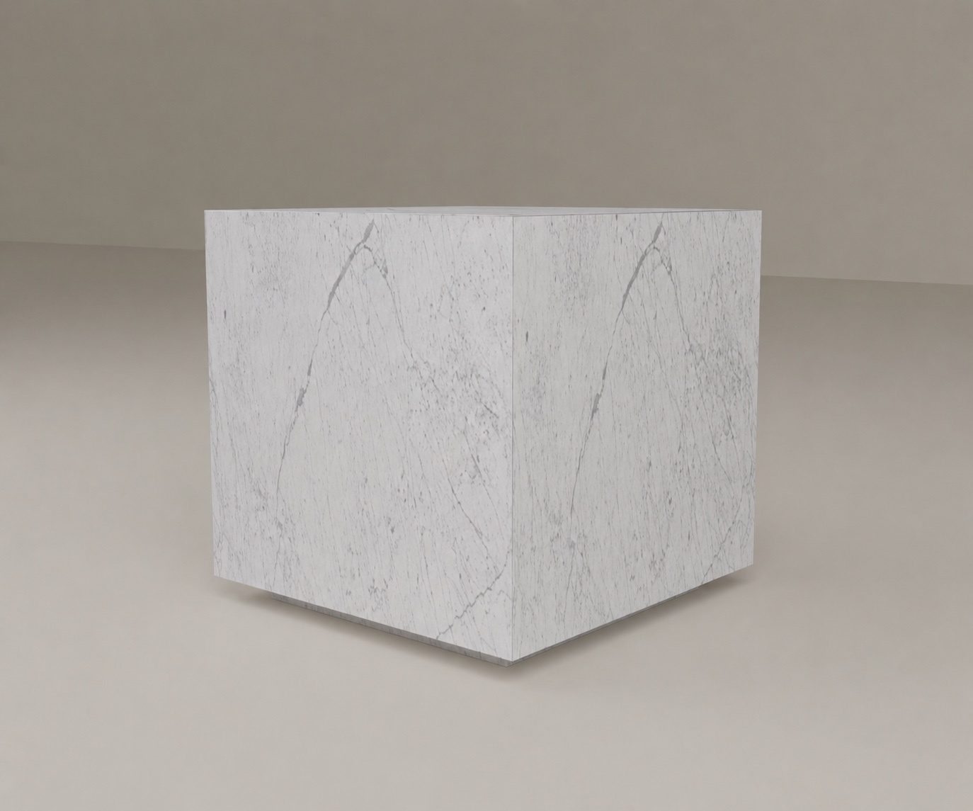 Floating Plinth Side Table in Bianco Carrara