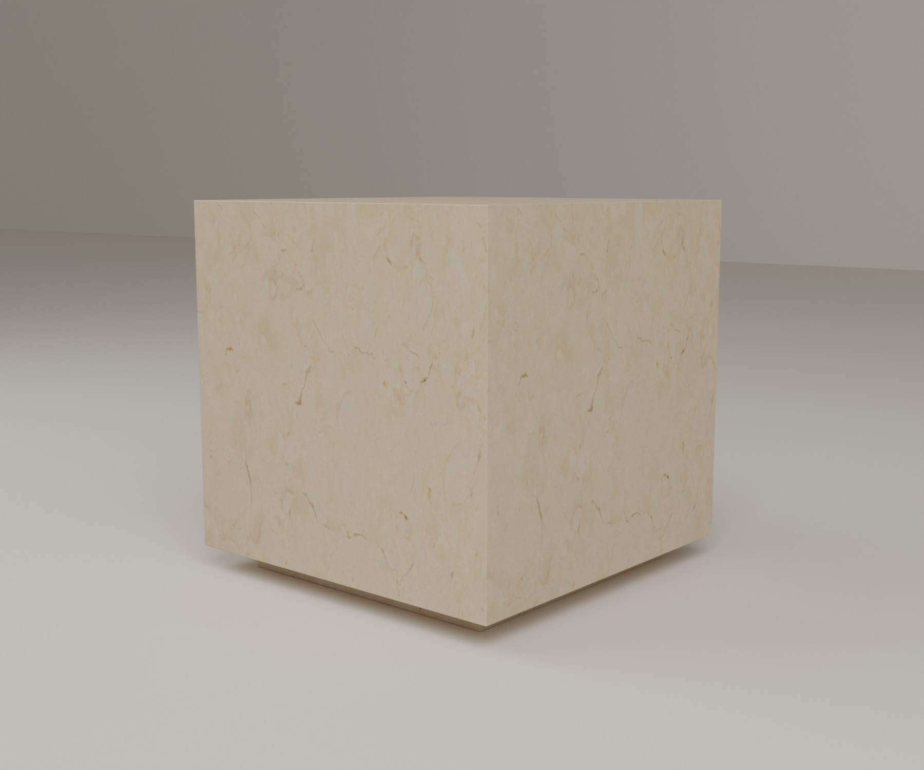 Floating Plinth Side Table in Crema Marfil