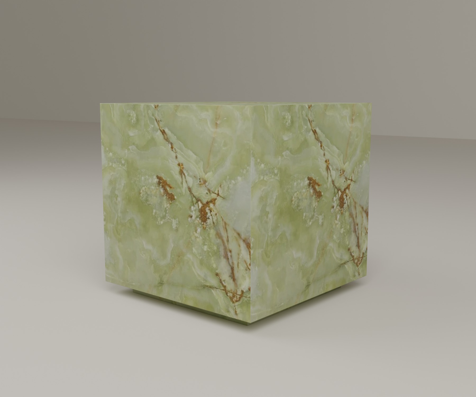 Floating Plinth Side Table in Green Onyx