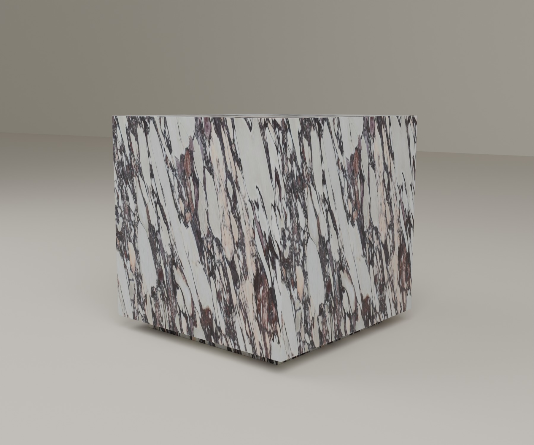 Floating Plinth Side Table in Italian Calacatta Viola