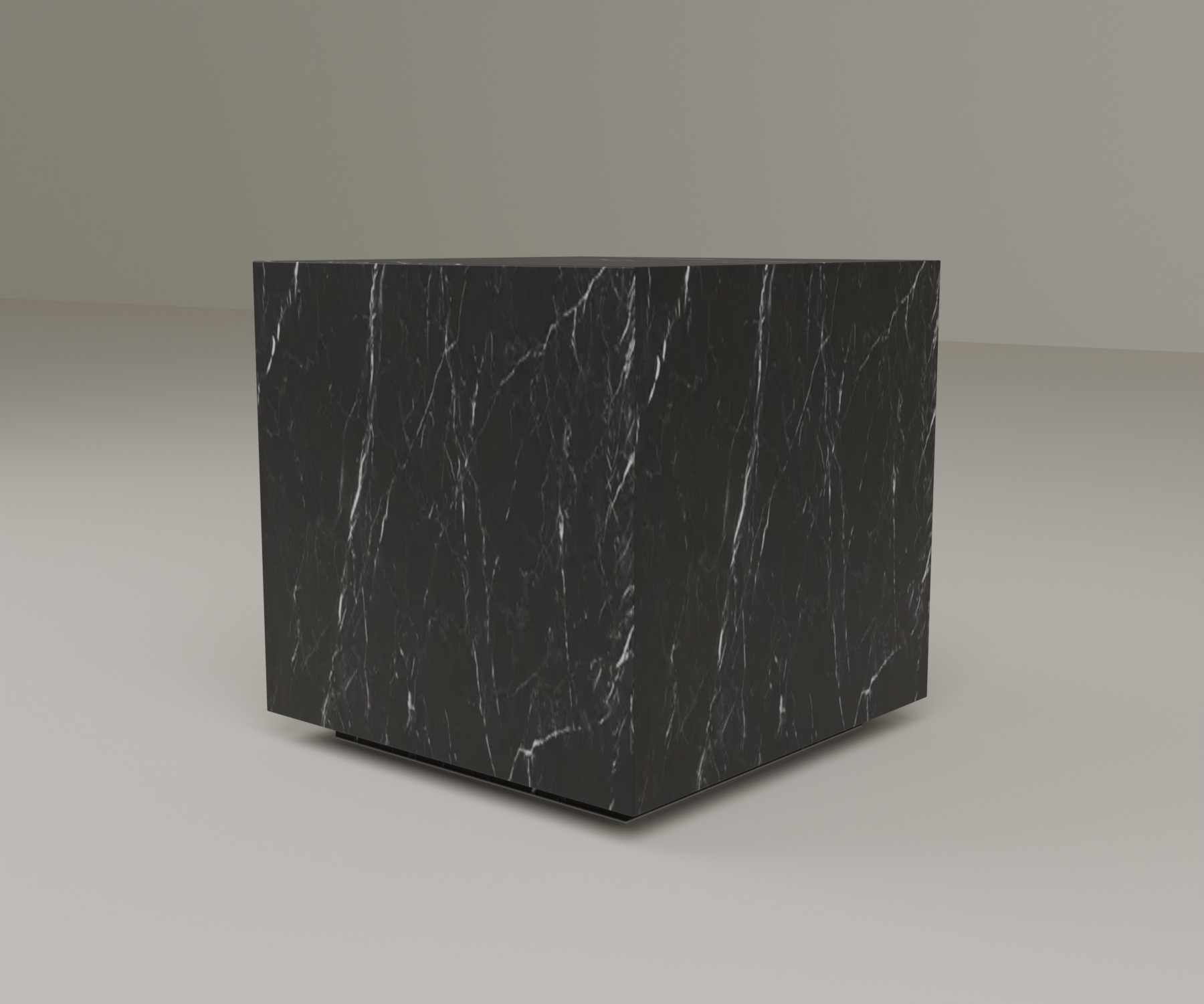 Floating Plinth Side Table in Nero Marquina