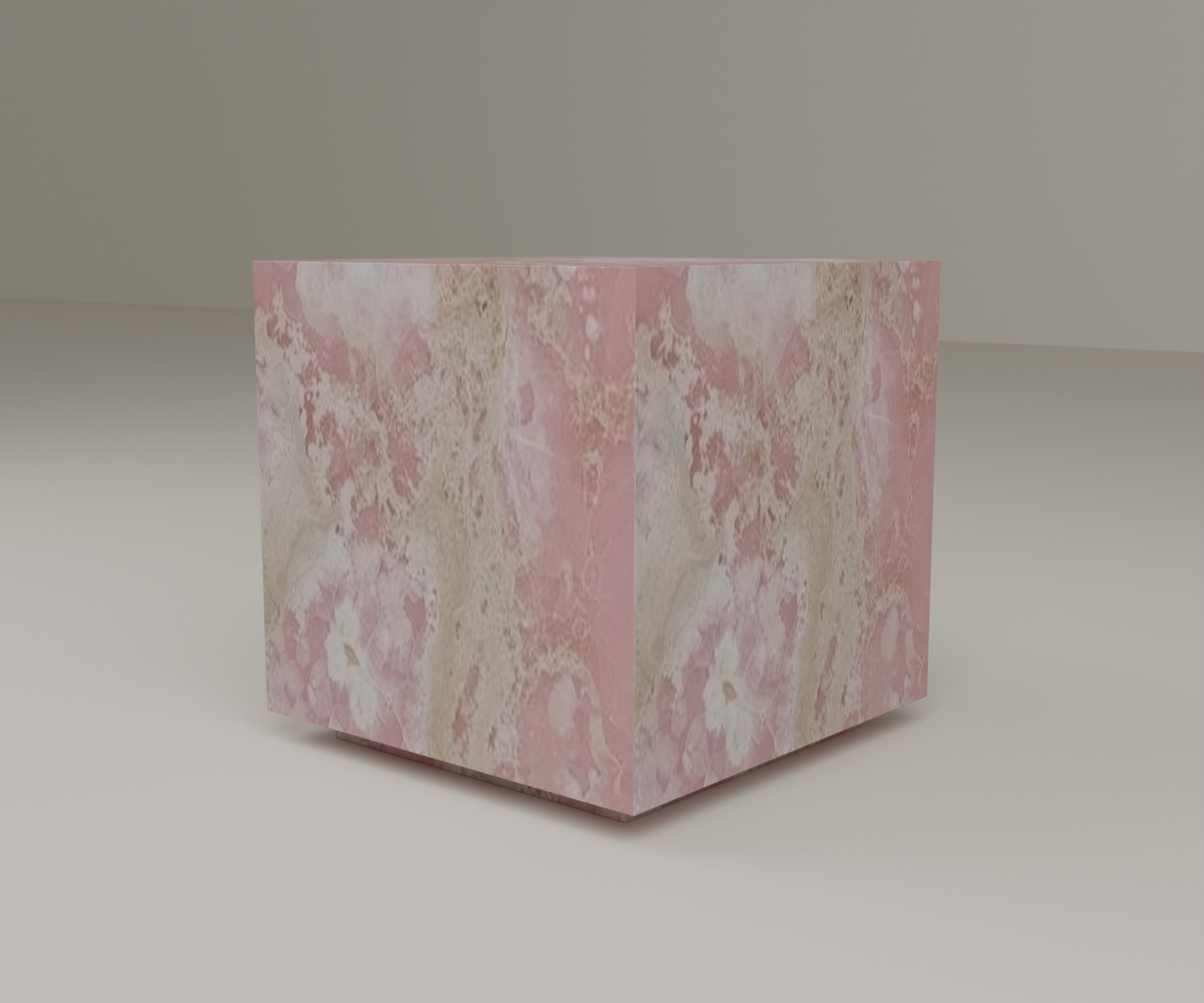 Floating Plinth Side Table in Pink Onyx