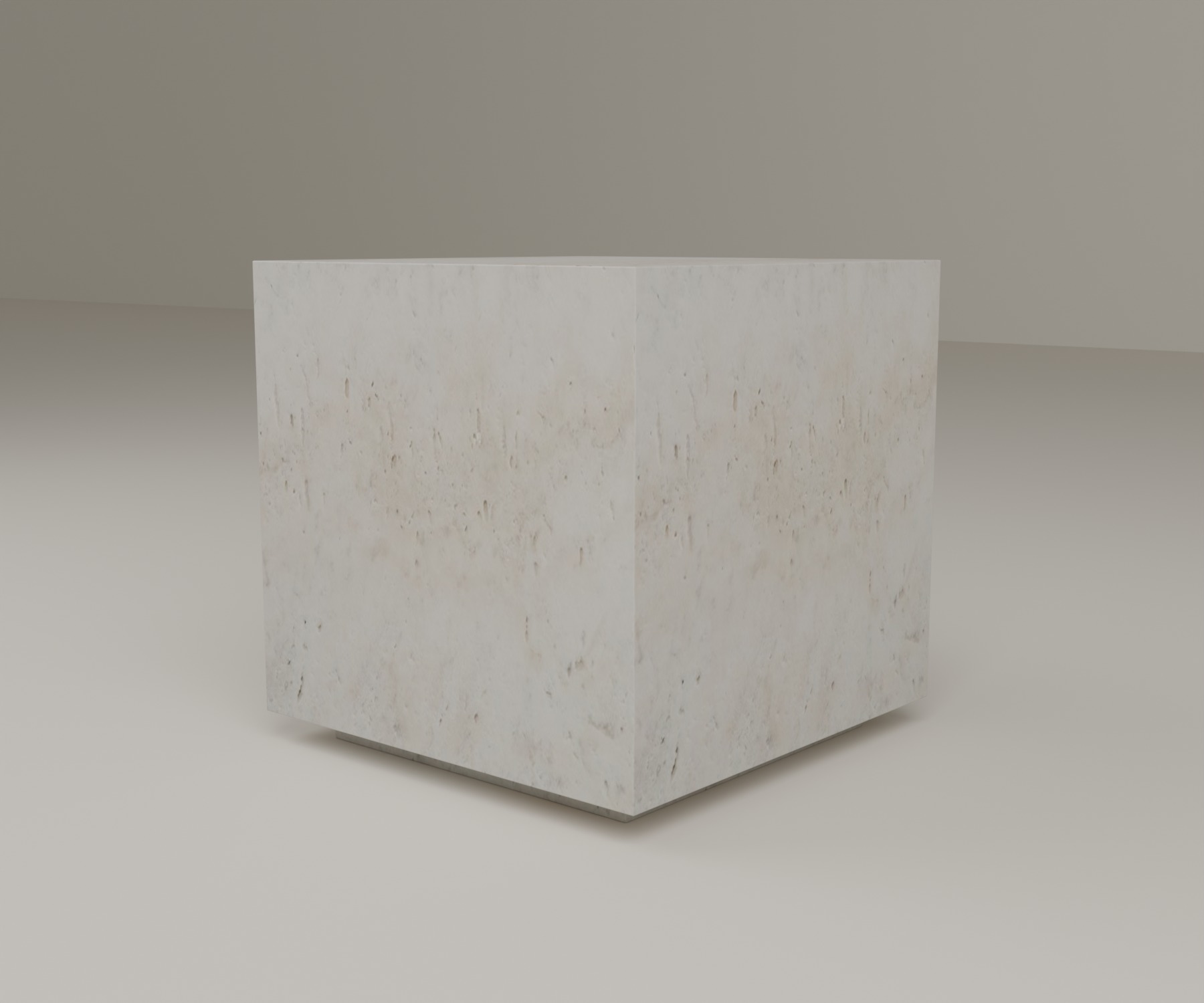 Floating Plinth Side Table in Super White Travertine