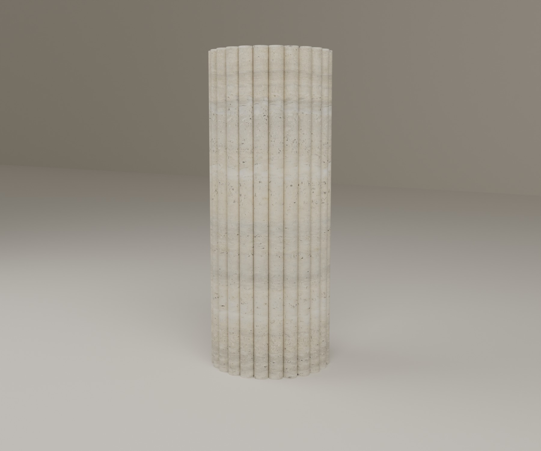 Fluted Pedestal in Beige Travertine