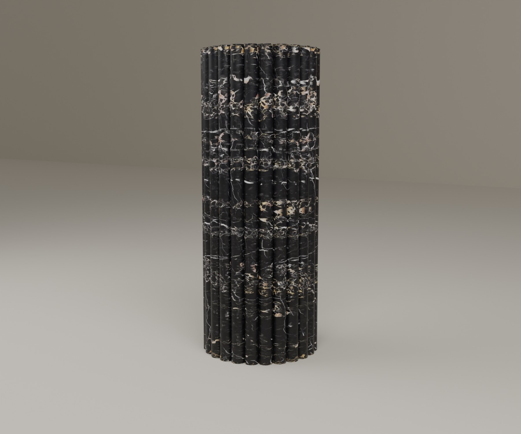 Fluted Pedestal in Nero Portoro