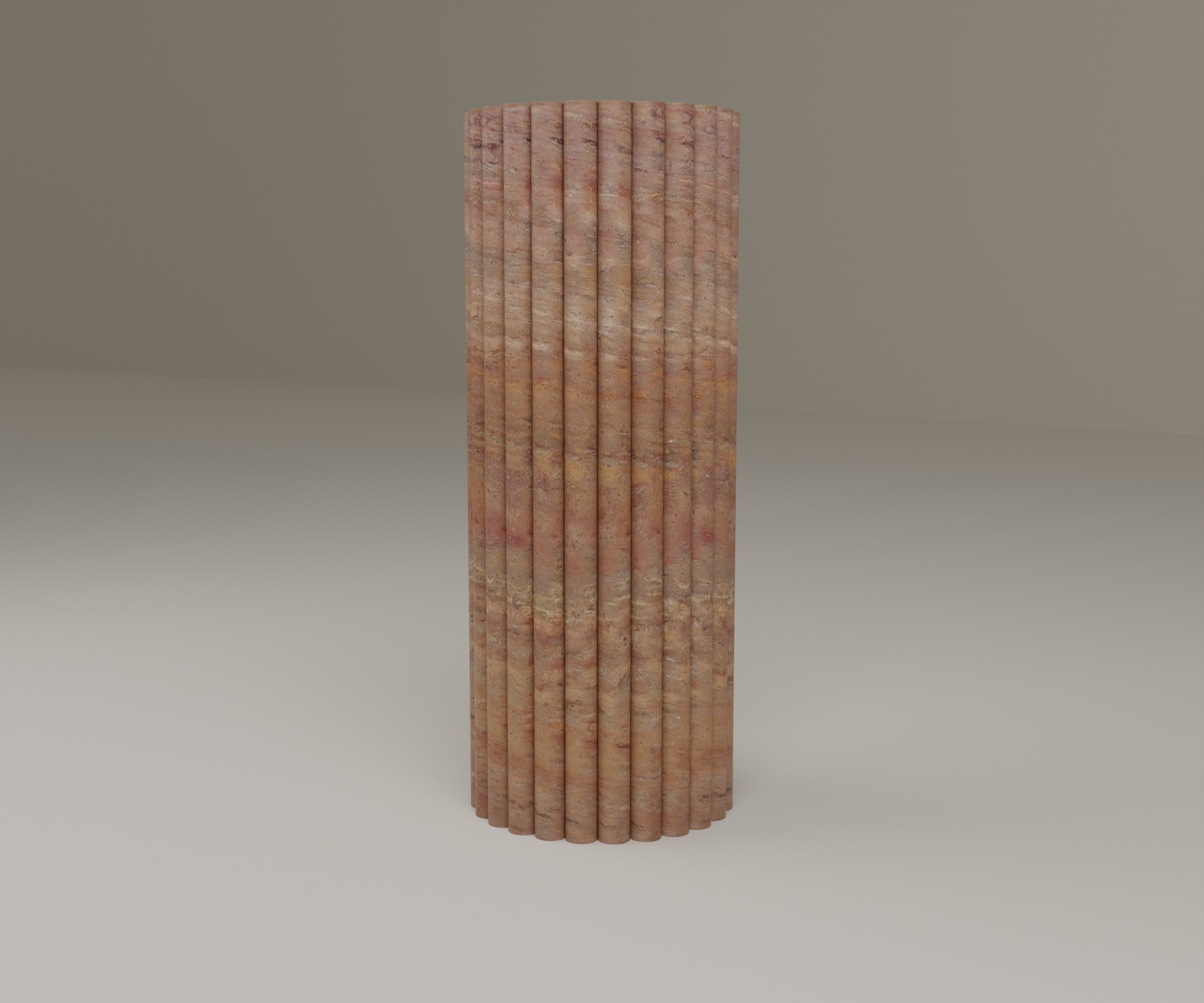 Fluted Pedestal in Red Travertine