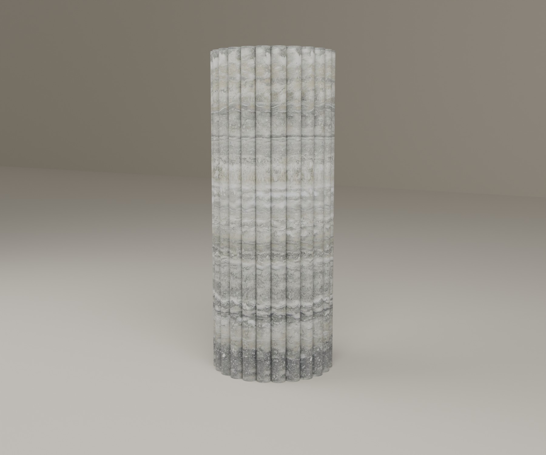 Fluted Pedestal in Silver Travertine