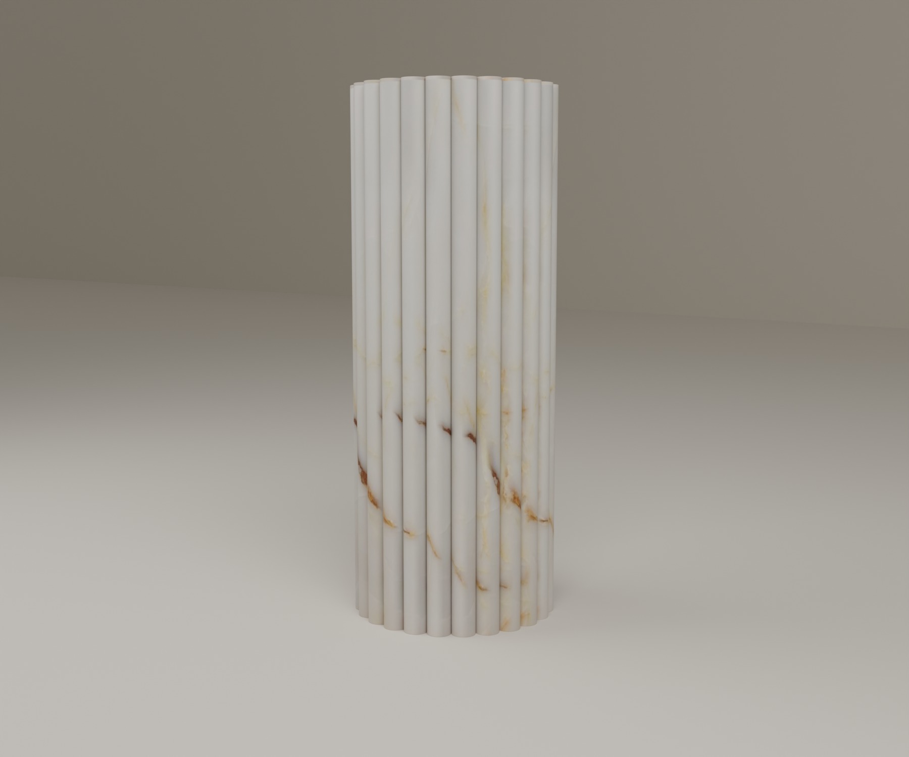 Fluted Pedestal in White Onyx