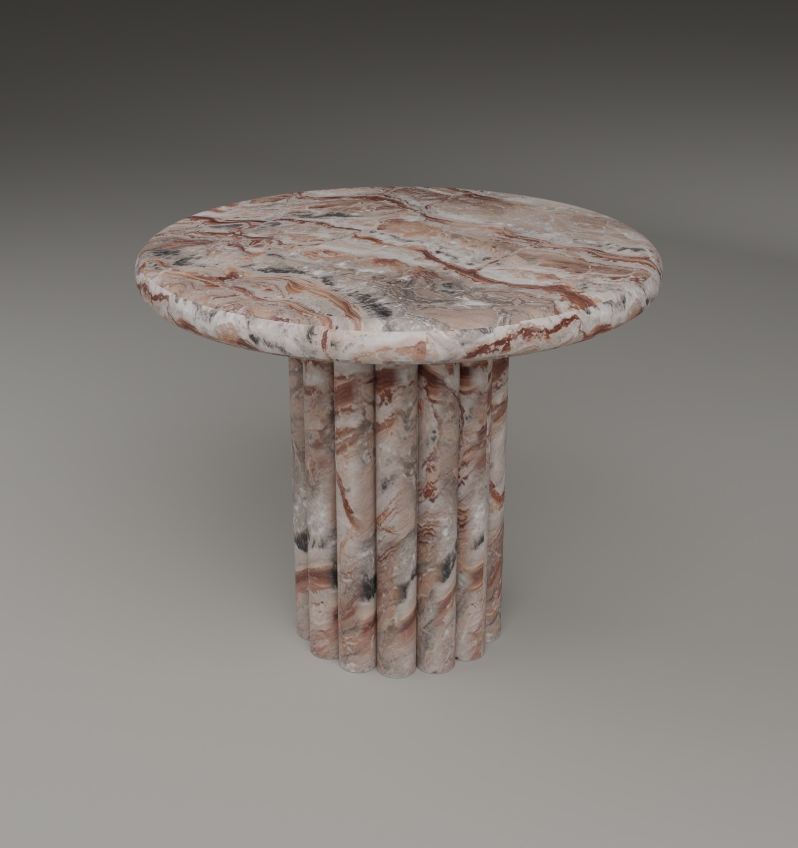 Fluted Side Table in Arabescato Orobico Rosso