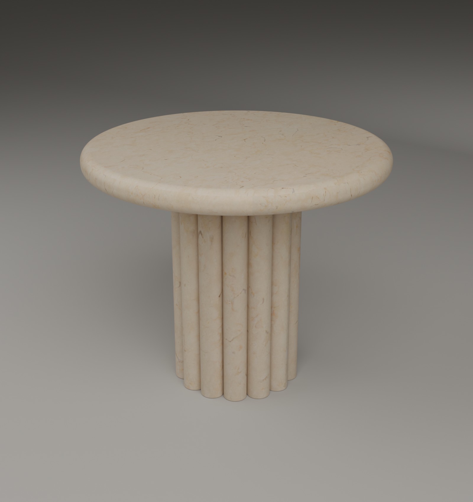 Fluted Side Table in Crema Marfil