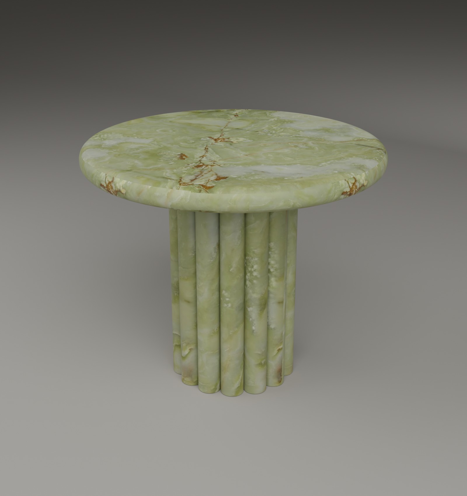 Fluted Side Table in Green Onyx
