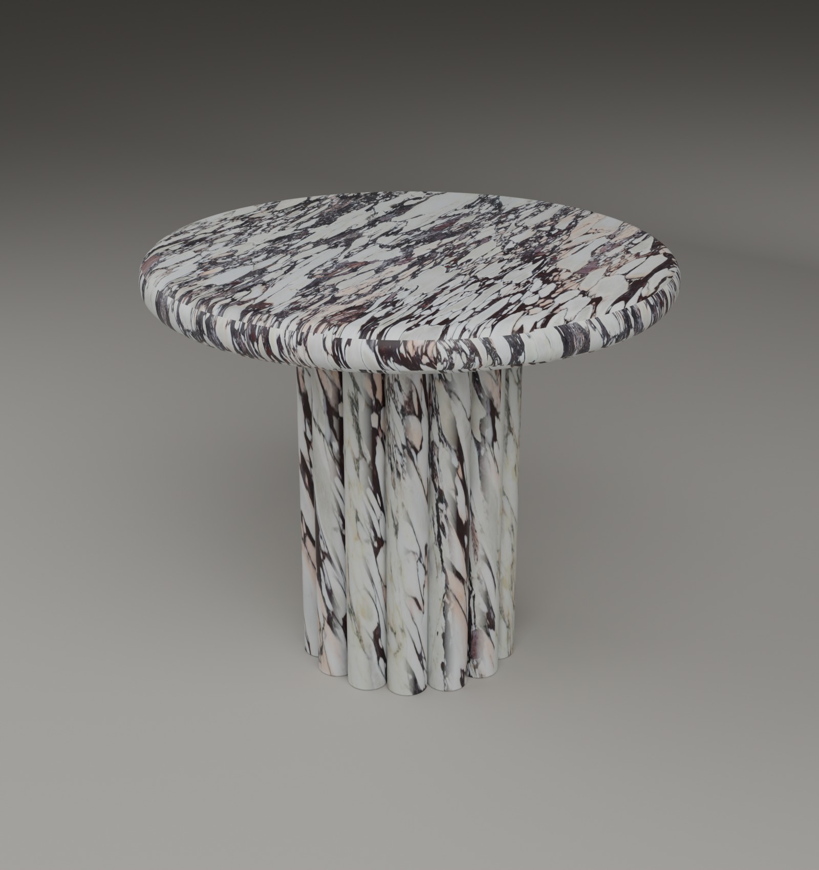 Fluted Side Table in Italian Calacatta Viola