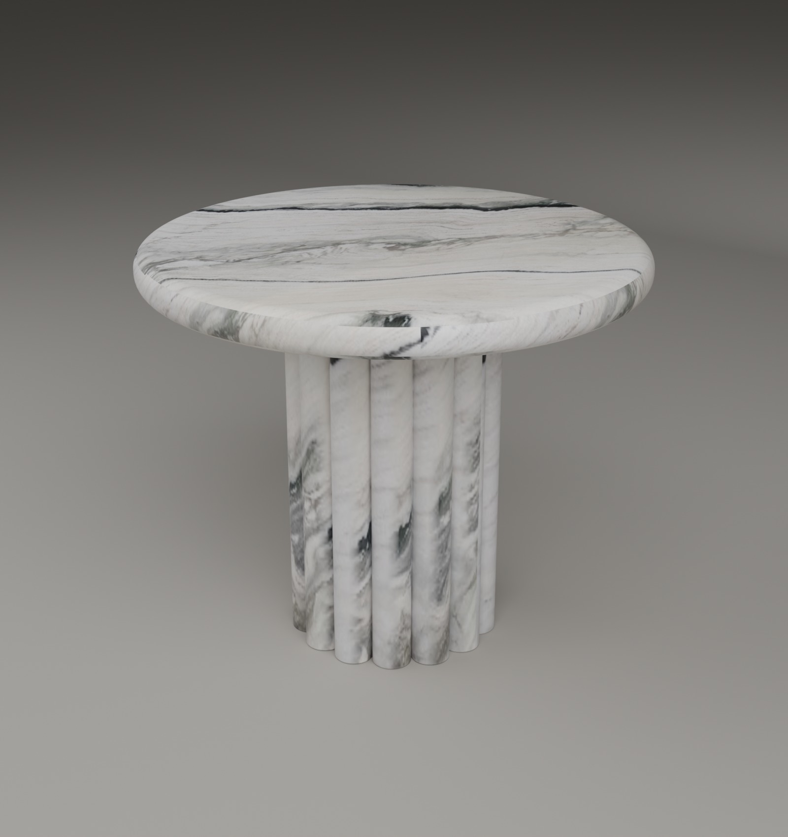 Fluted Side Table in Panda White