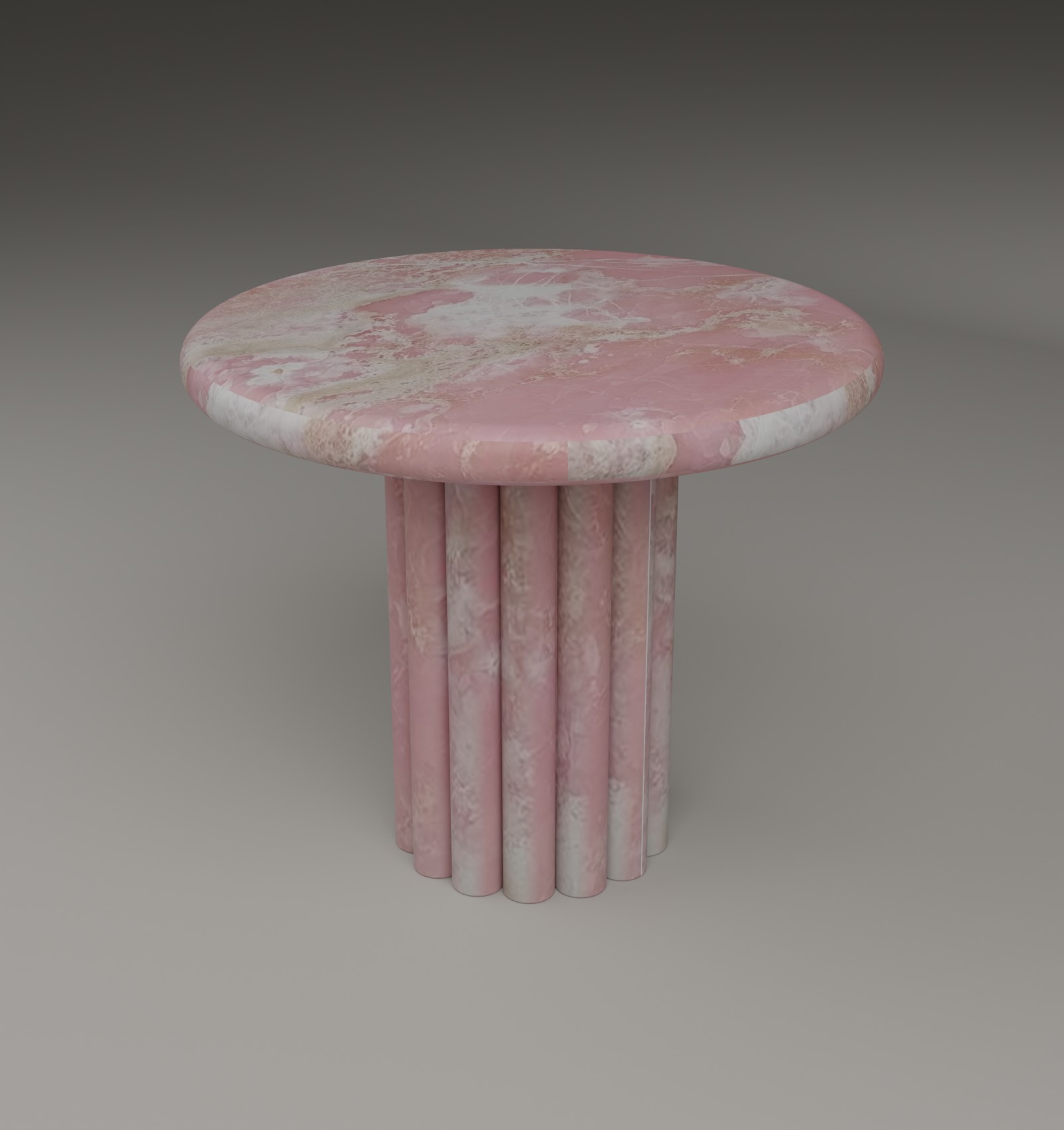 Fluted Side Table in Pink Onyx