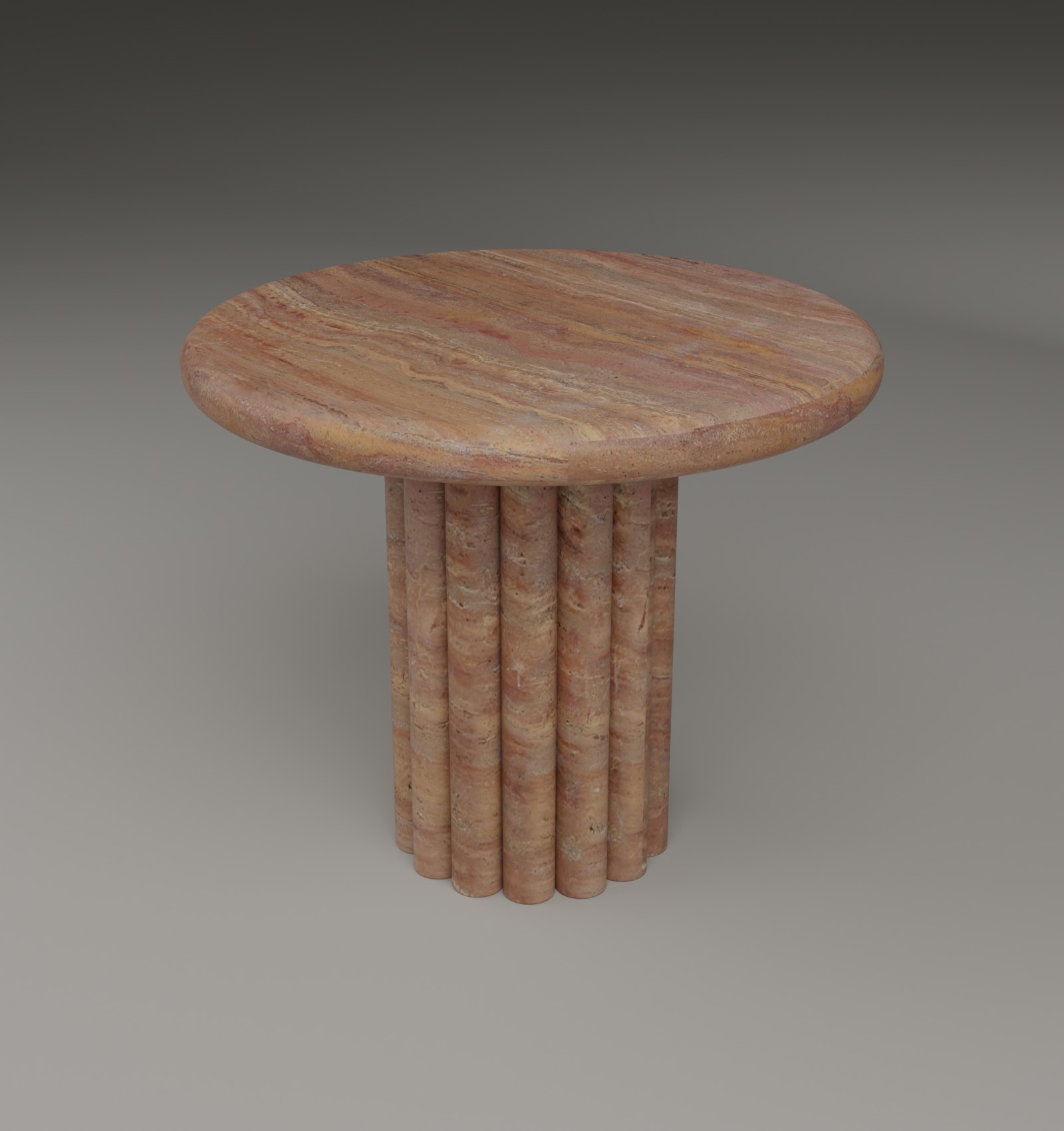 Fluted Side Table in Red Travertine