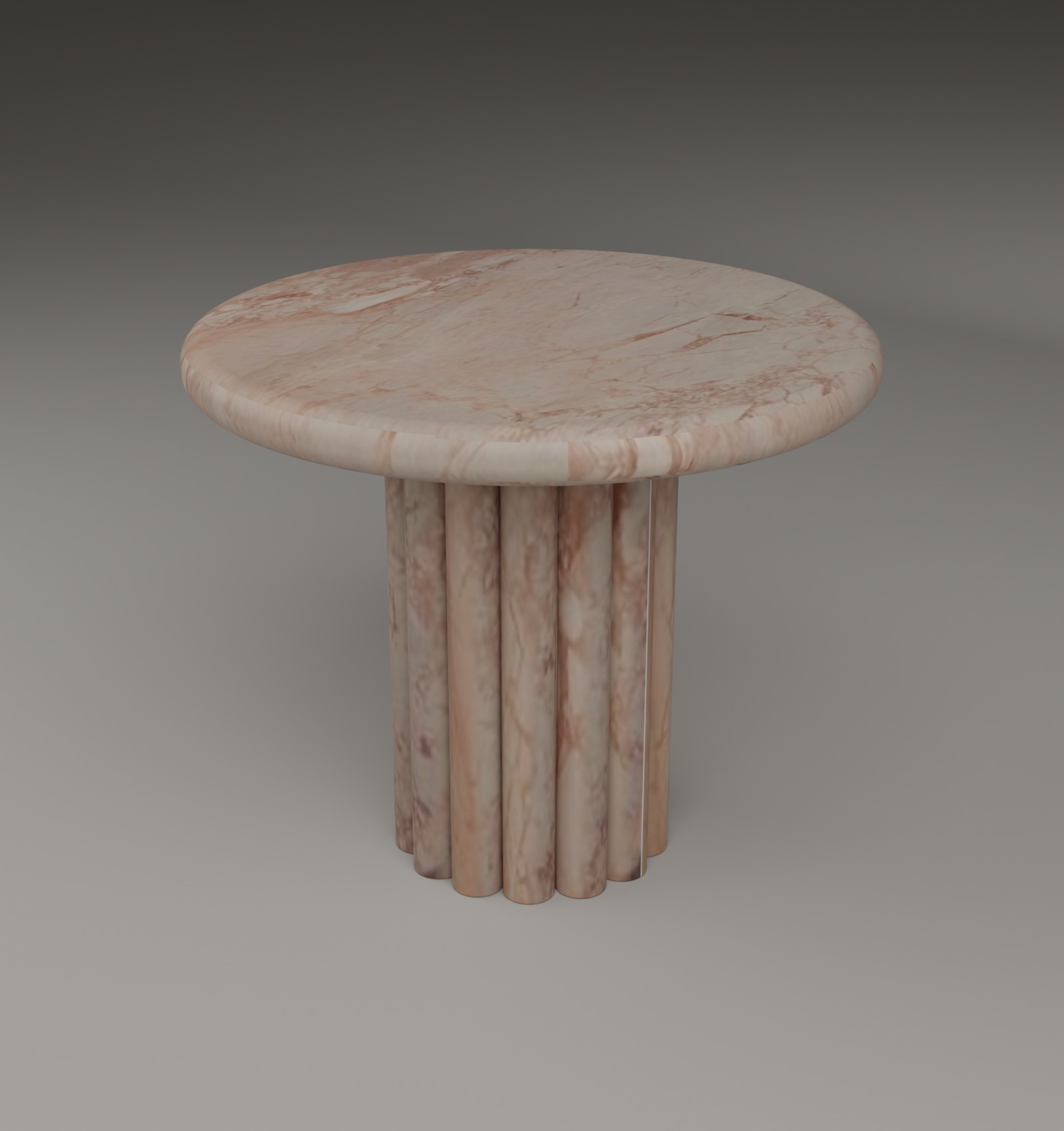 Fluted Side Table in Rose Cream