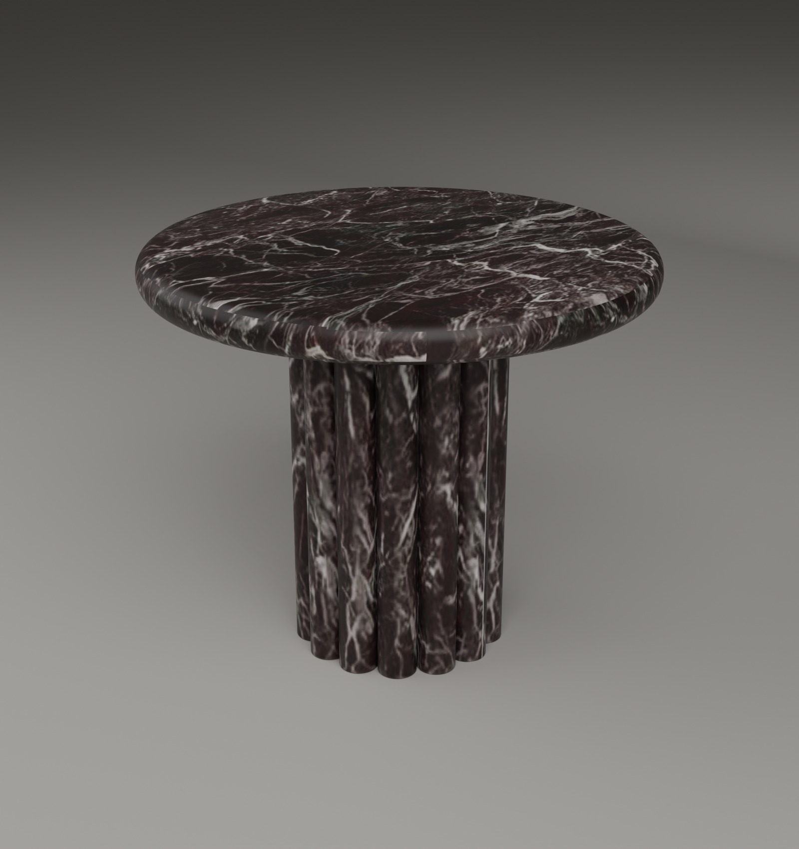 Fluted Side Table in Rosso Levanto