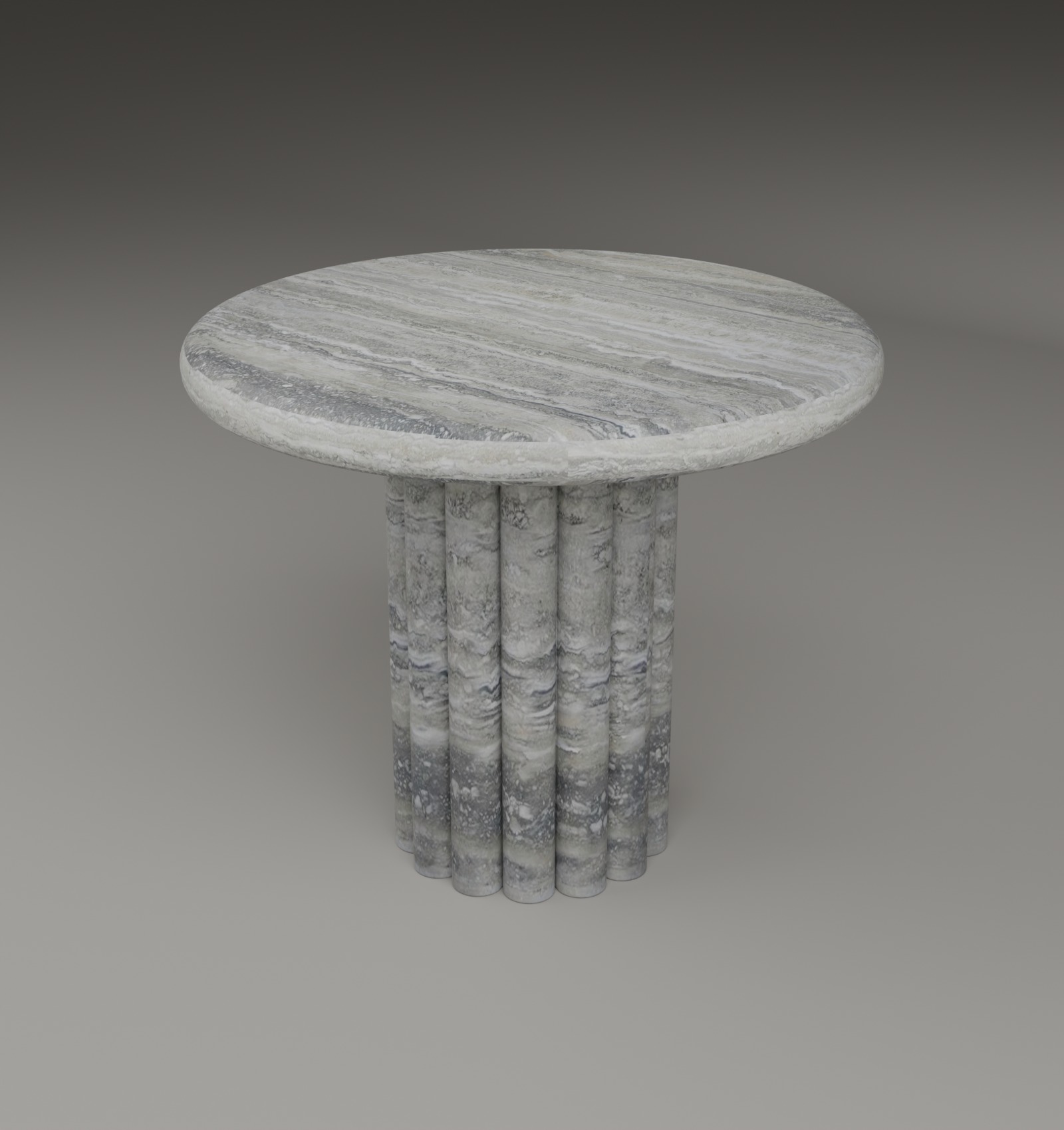 Fluted Side Table in Silver Travertine