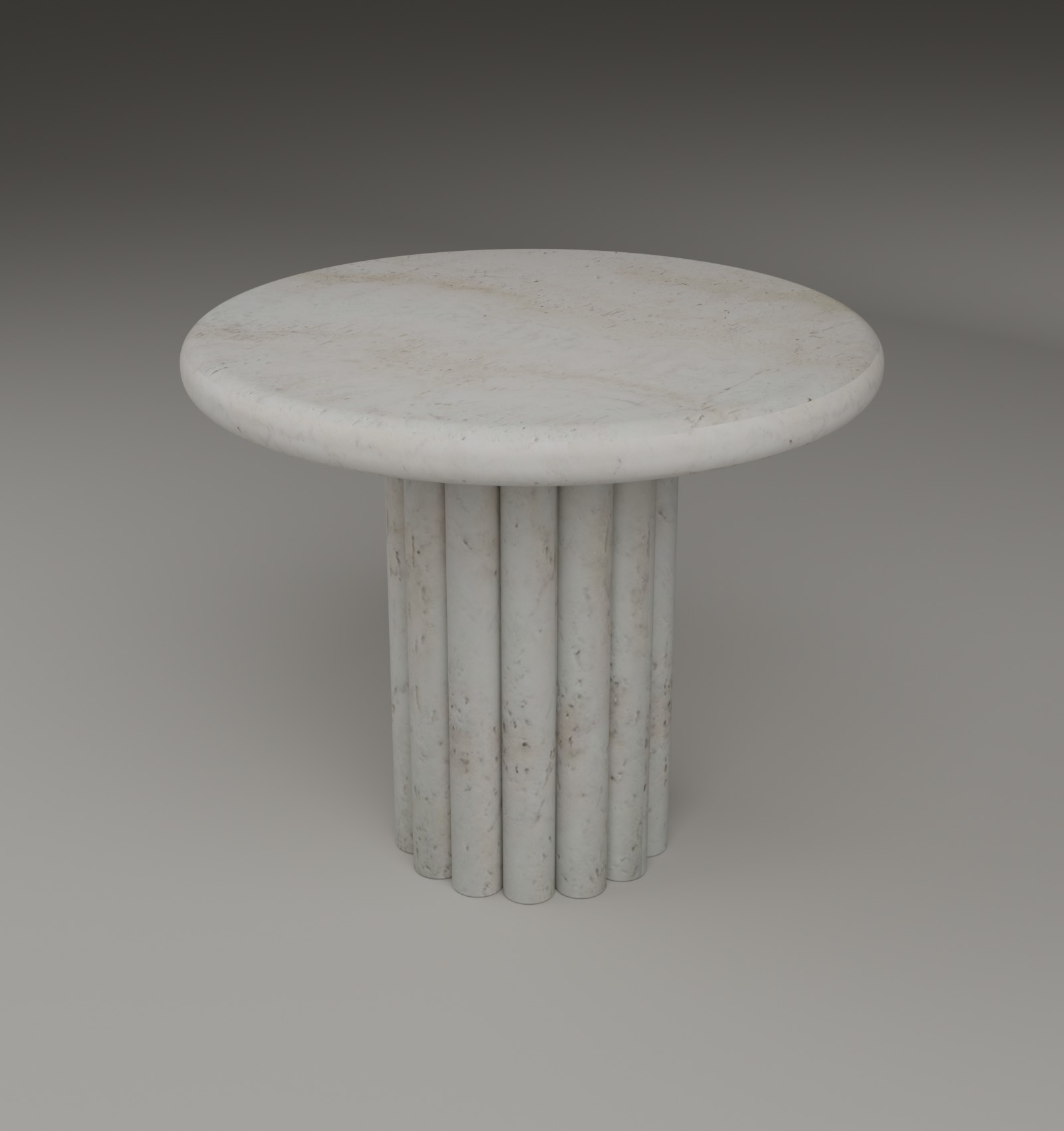 Fluted Side Table in Super White Travertine