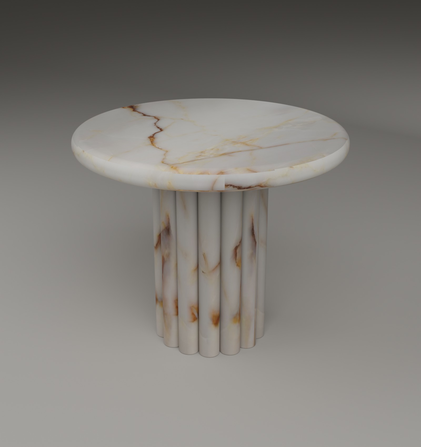 Fluted Side Table in White Onyx
