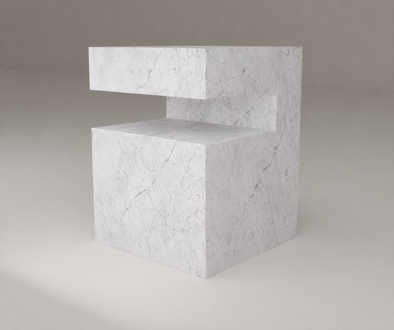 Ledge Side Table in Bianco Carrara