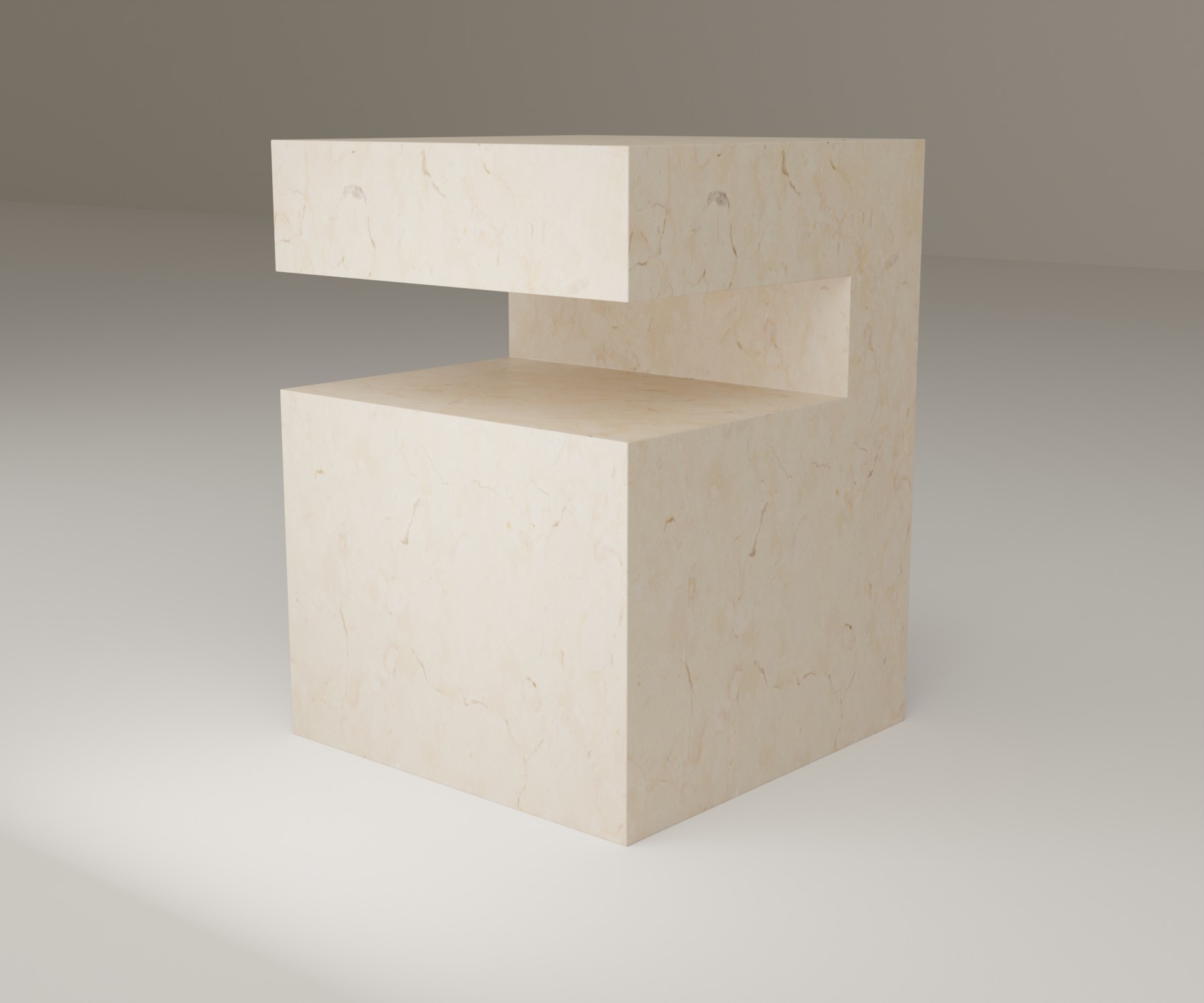 Ledge Side Table in Crema Marfil