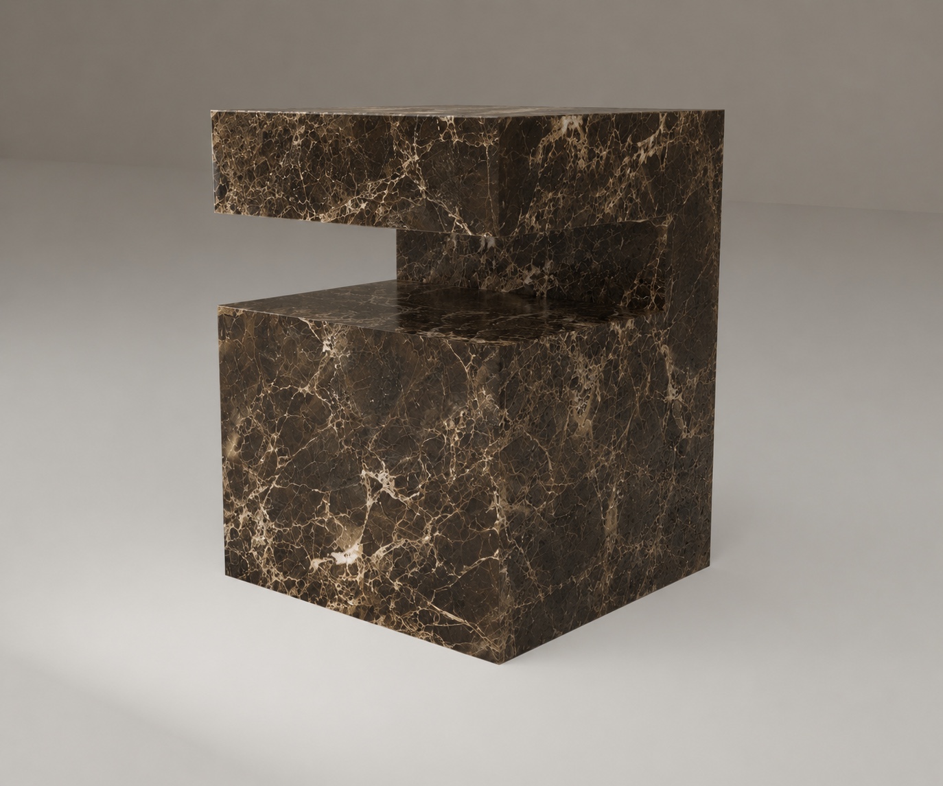 Ledge Side Table in Dark Emperador