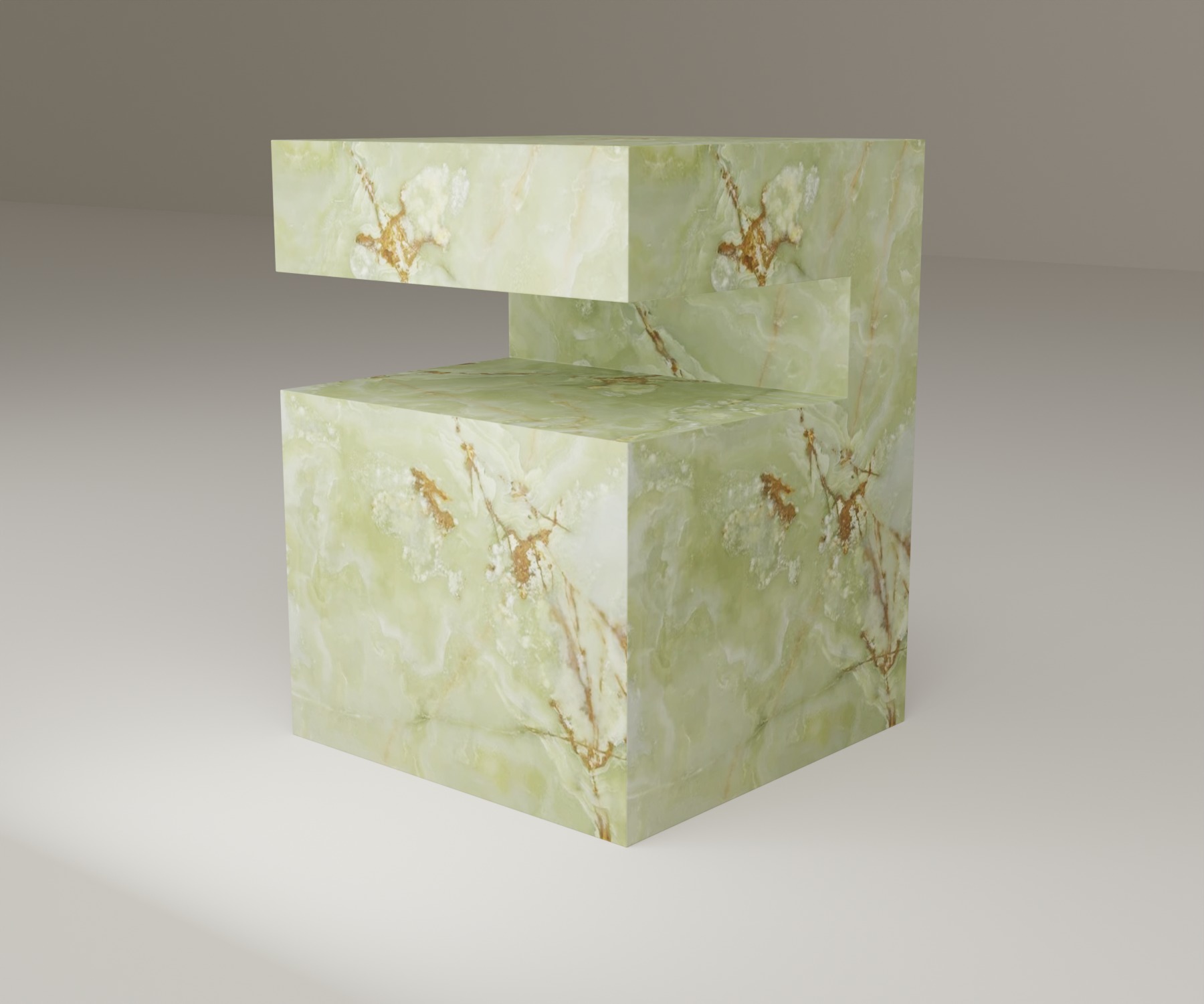 Ledge Side Table in Green Onyx