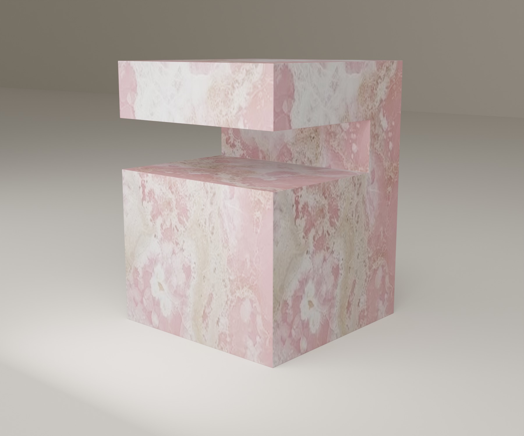 Ledge Side Table in Pink Onyx