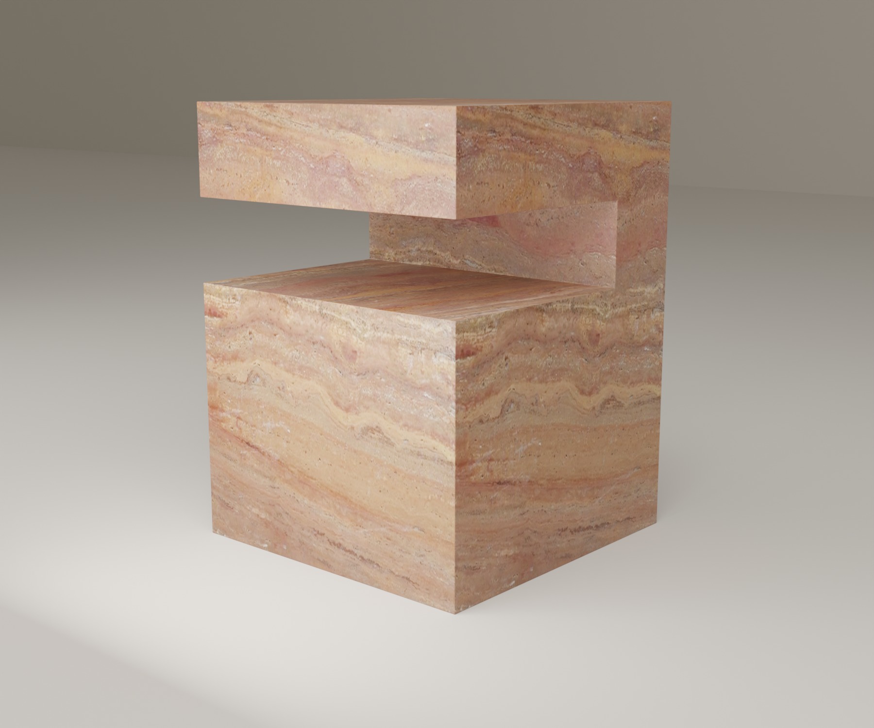 Ledge Side Table in Red Travertine