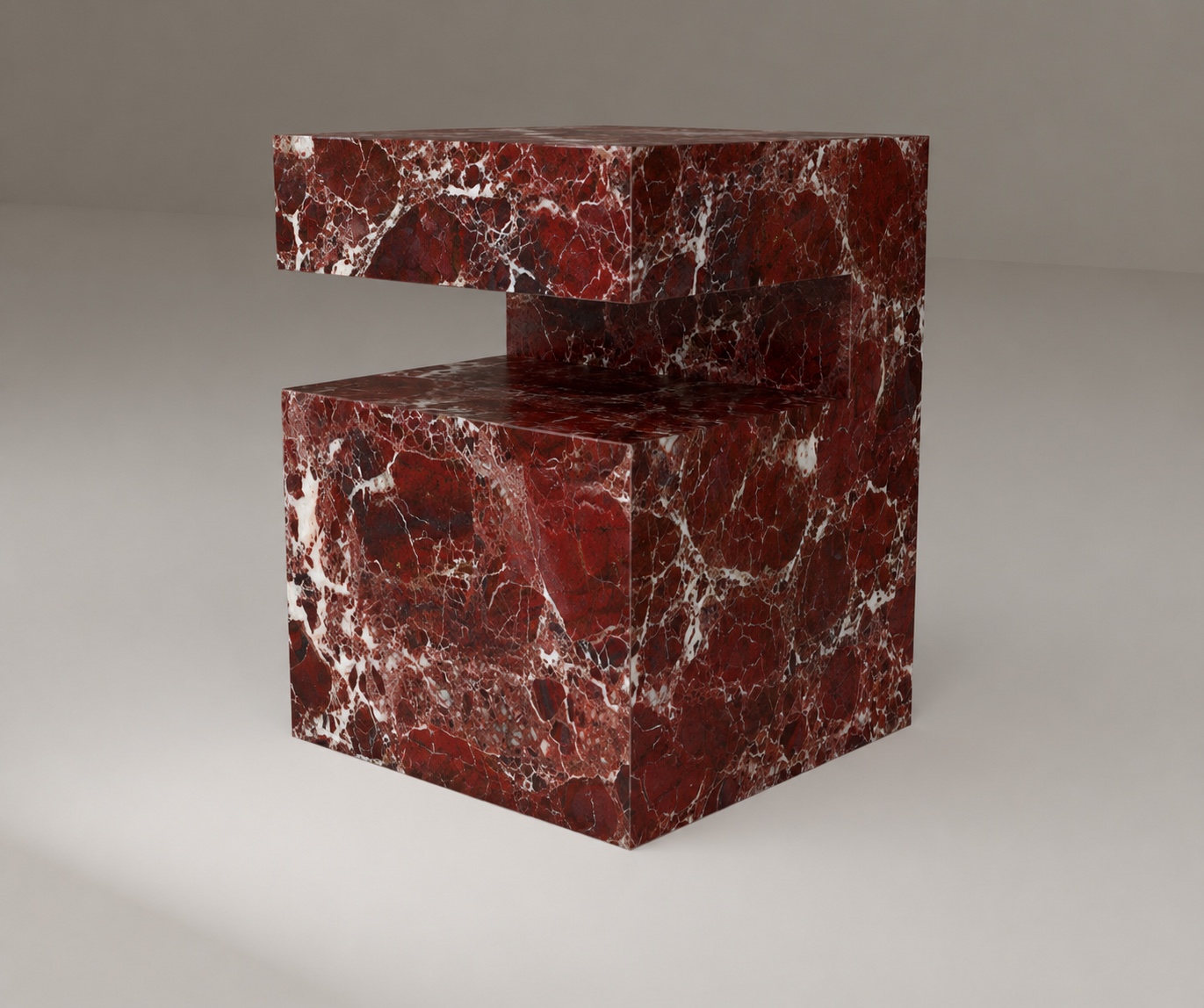 Ledge Side Table in Rosso Levanto