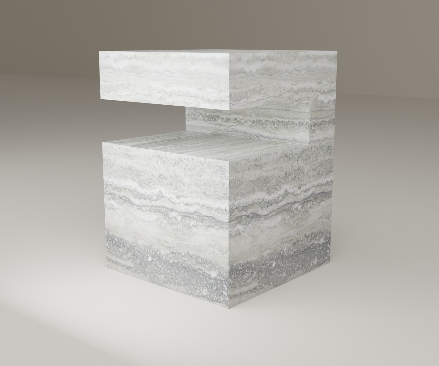 Ledge Side Table in Silver Travertine