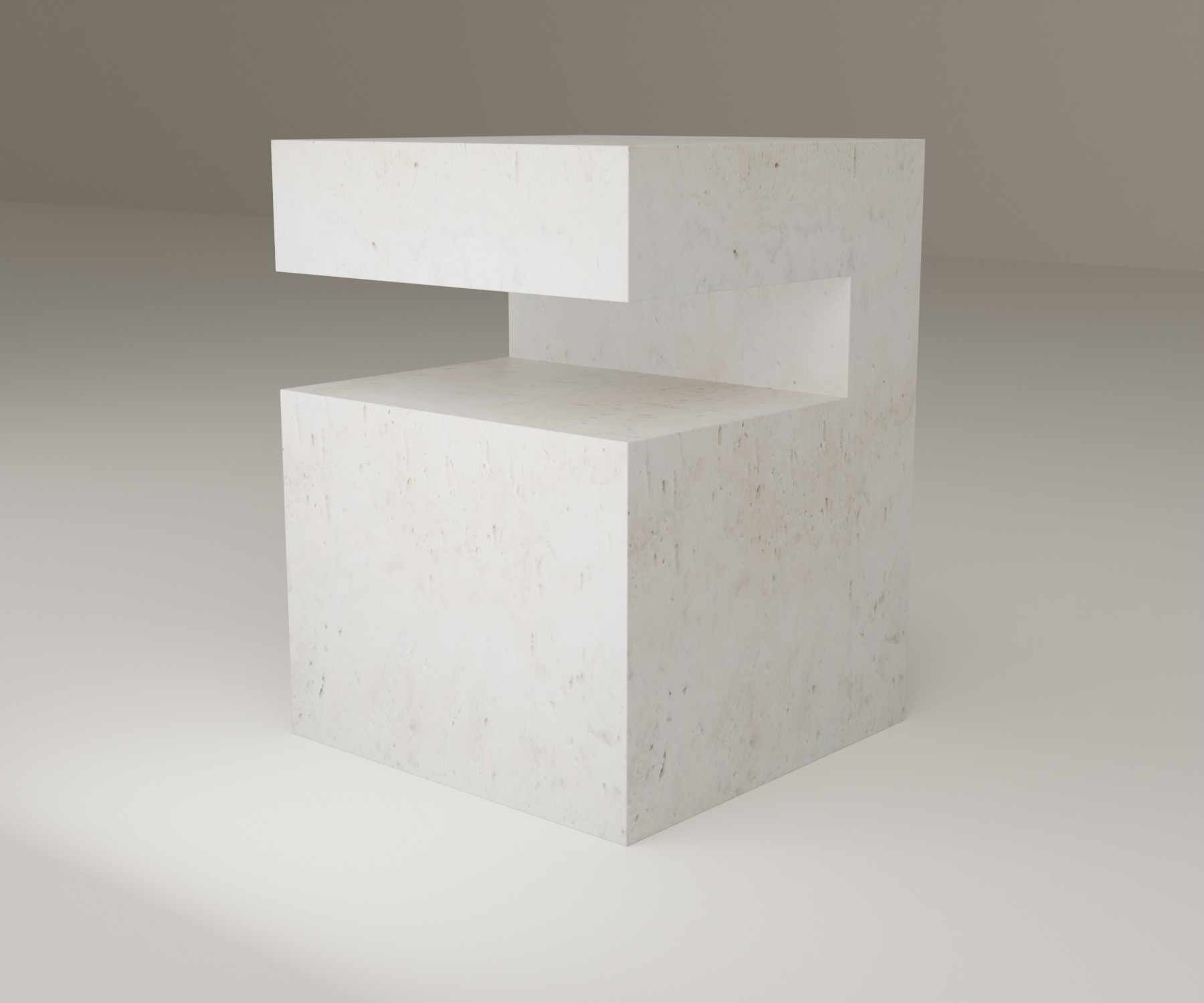 Ledge Side Table in Super White Travertine