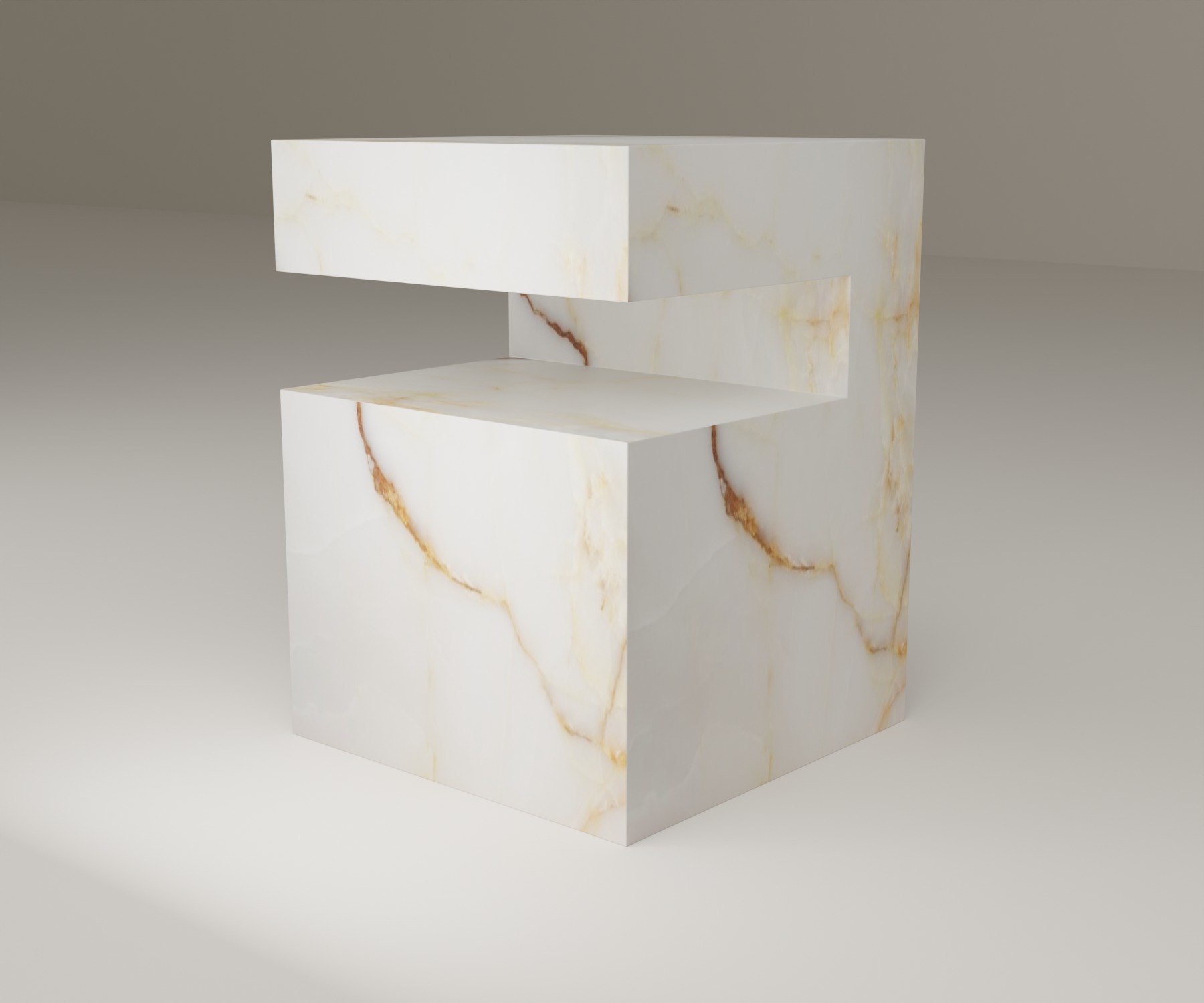 Ledge Side Table in White Onyx