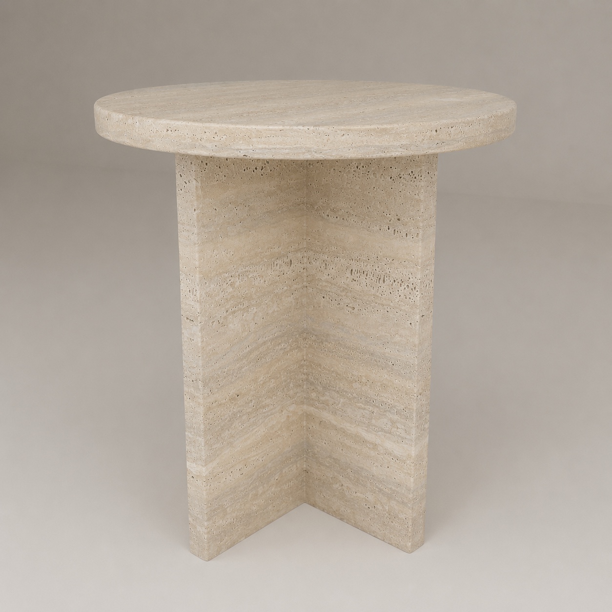 Ovalo Side Table in Beige Travertine