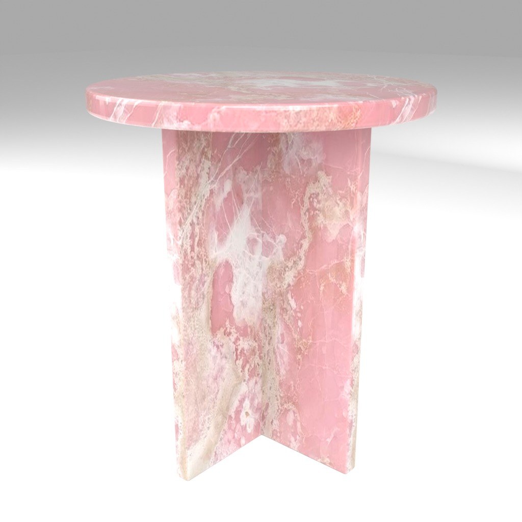 Ovalo Side Table in Pink Onyx