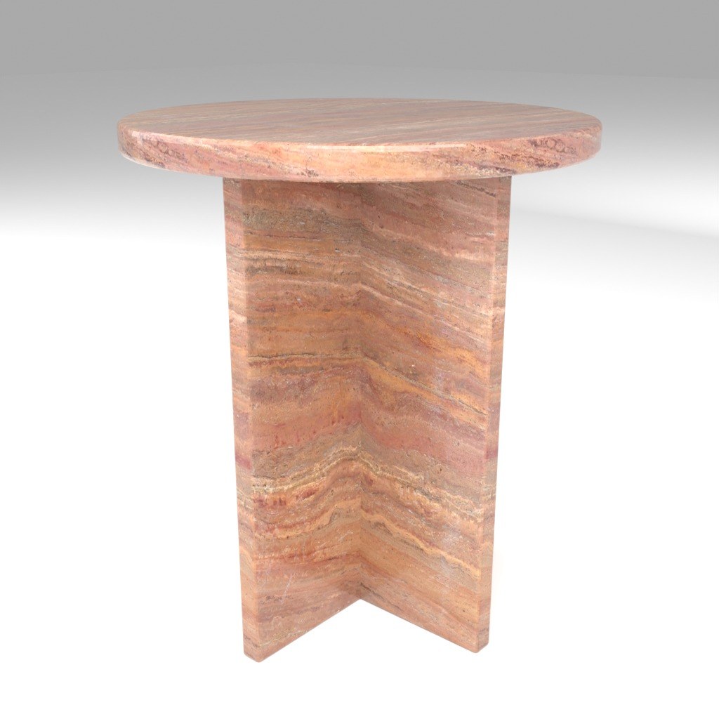 Ovalo Side Table in Red Travertine