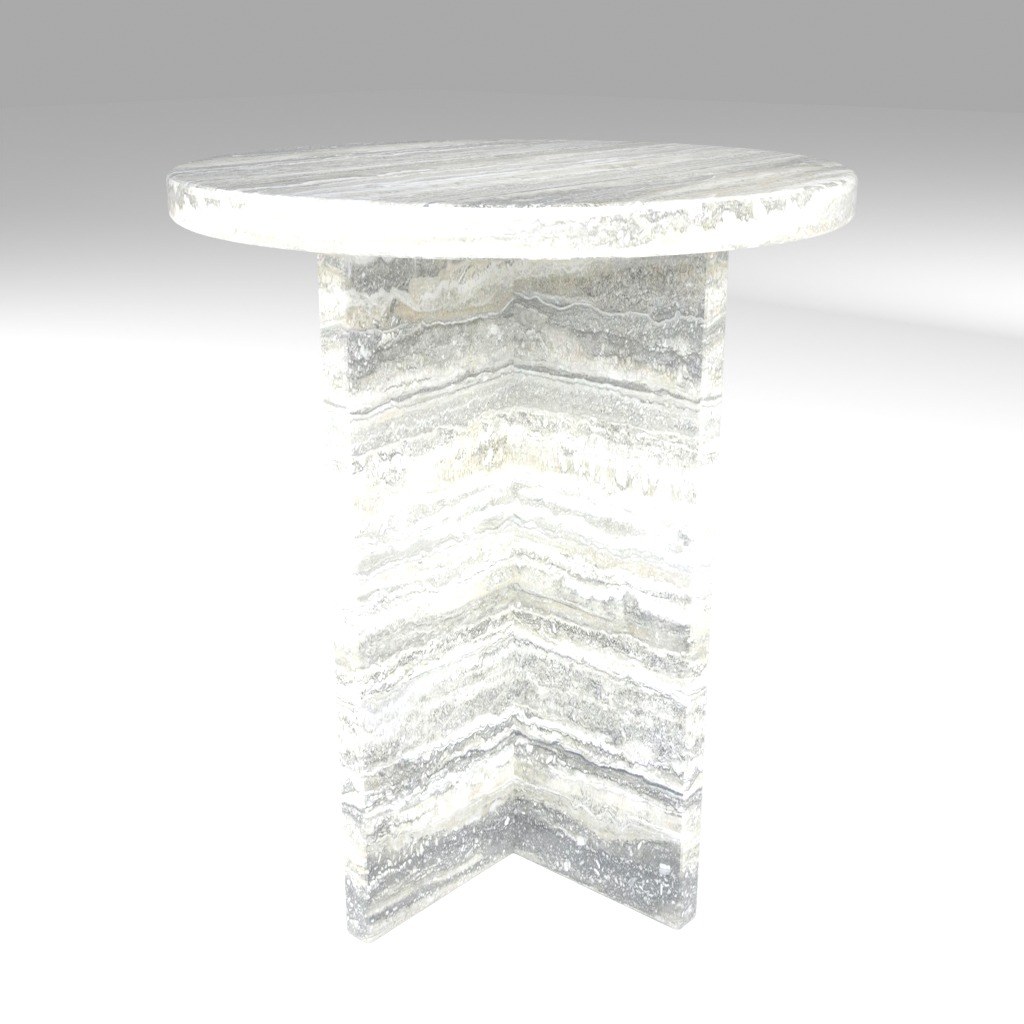 Ovalo Side Table in Silver Travertine